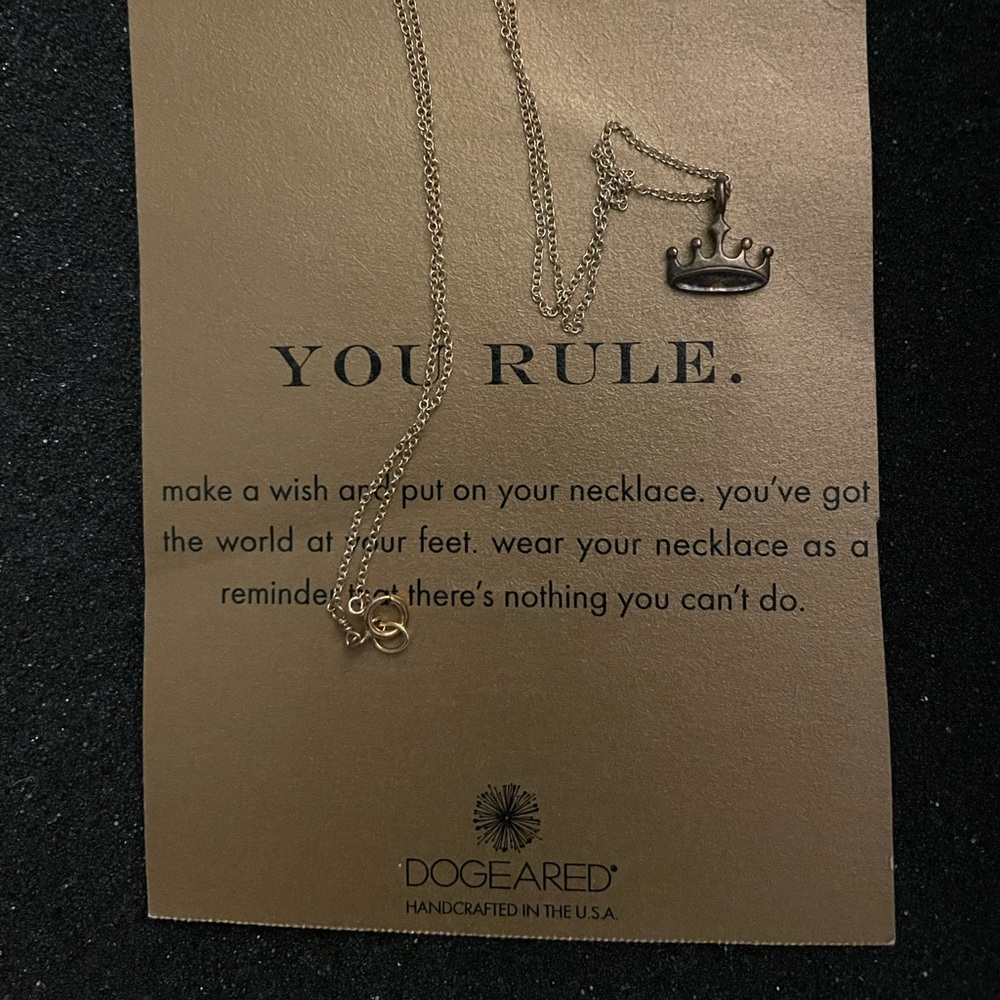 Dogeared gold You Rule crown necklace